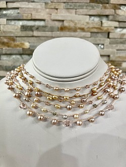 Crocheted fresh water pearls and Swarovski crystals